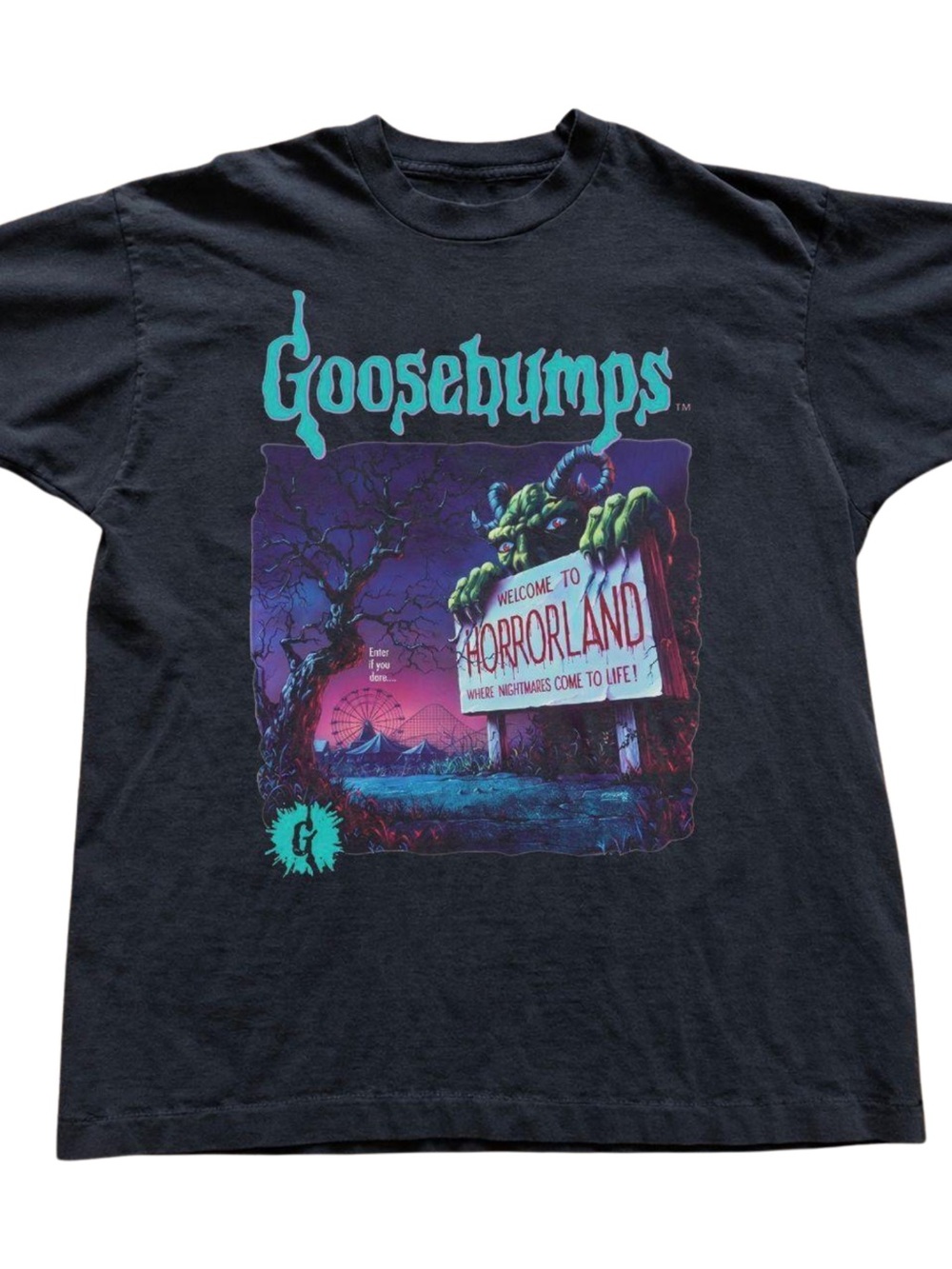 Gildan Black Goosebumps Graphic Tee with Teal Logo, Gift For Her, For Him